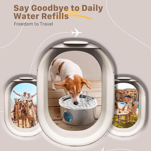 Automatic Dog Water Fountain, Stainless Steel Drinking Dispenser for Large Dogs Cats, 7L/236oz/1.8G