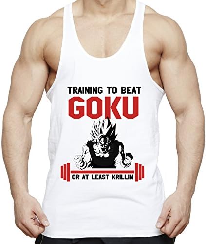 Train to Beat Son Goku Krillin Men's One Tank Top Fitness Gym Shirt Stringer Dragon Master Ball Vegeta Turtle Roshi