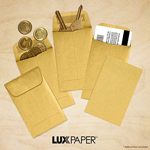 LUXPaper 1 Coin Envelopes in 80 lb. Gold Metallic, Envelopes for Coin Collections, Garden Seeds