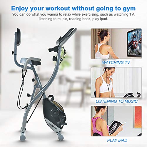 TECHMOO Folding Magnetic Stationary Exercise Bike Upright Recumbent Exercise Bike Folding Fitness Home X Exercise Bike Indoor Cycling Bike Bicycle for Workout Machine Cardio Workout Losing Weight