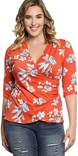 Kiyonna Women's Plus Size Camila Cinch Top 2X Coral Crush