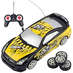 Liberty Imports Super Fast Drift Champion R/C Sports Car Remote Control Drifting Race Car 1:24 + Headlights, Backlights, Side Lights + 2 Sets of Tires
