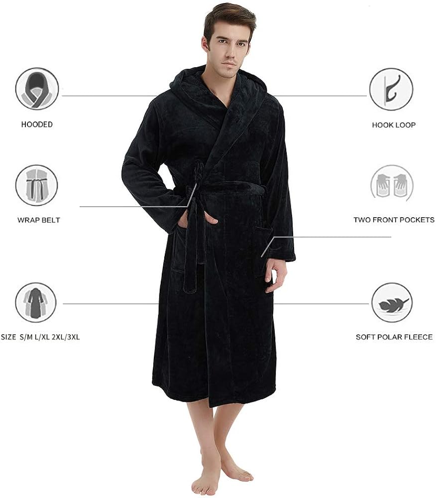 U2SKIIN Mens Fleece Robe Plush Collar Shawl Bathrobe at  Men’s Clothing store