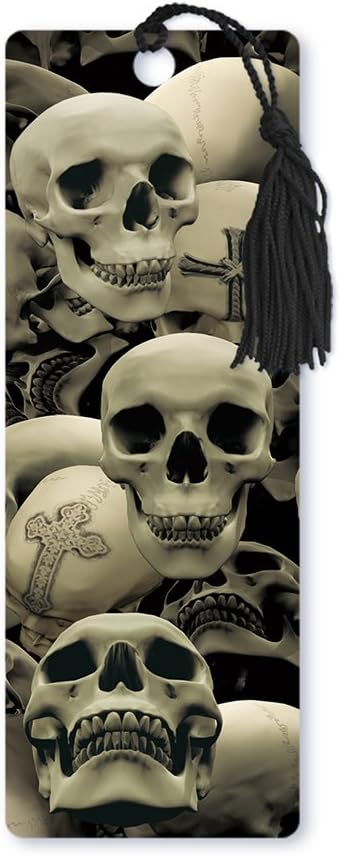 Dimension 9 3D Lenticular Bookmark with Tassel, Skulls and Crosses (LBM007)