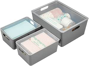 mDesign Juego de 3 cajas de almacenaje con tapa – Cajones ...