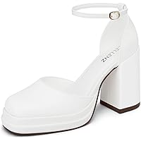 Steve Madden Women's Agata Pump - Classic Block Heel Pumps With Ankle Strap