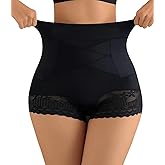 JUQDNX Tummy Control Shapewear for Women, High-Waisted Butt Lifter Briefs, Slimming Underwear Panties with Lace Trim