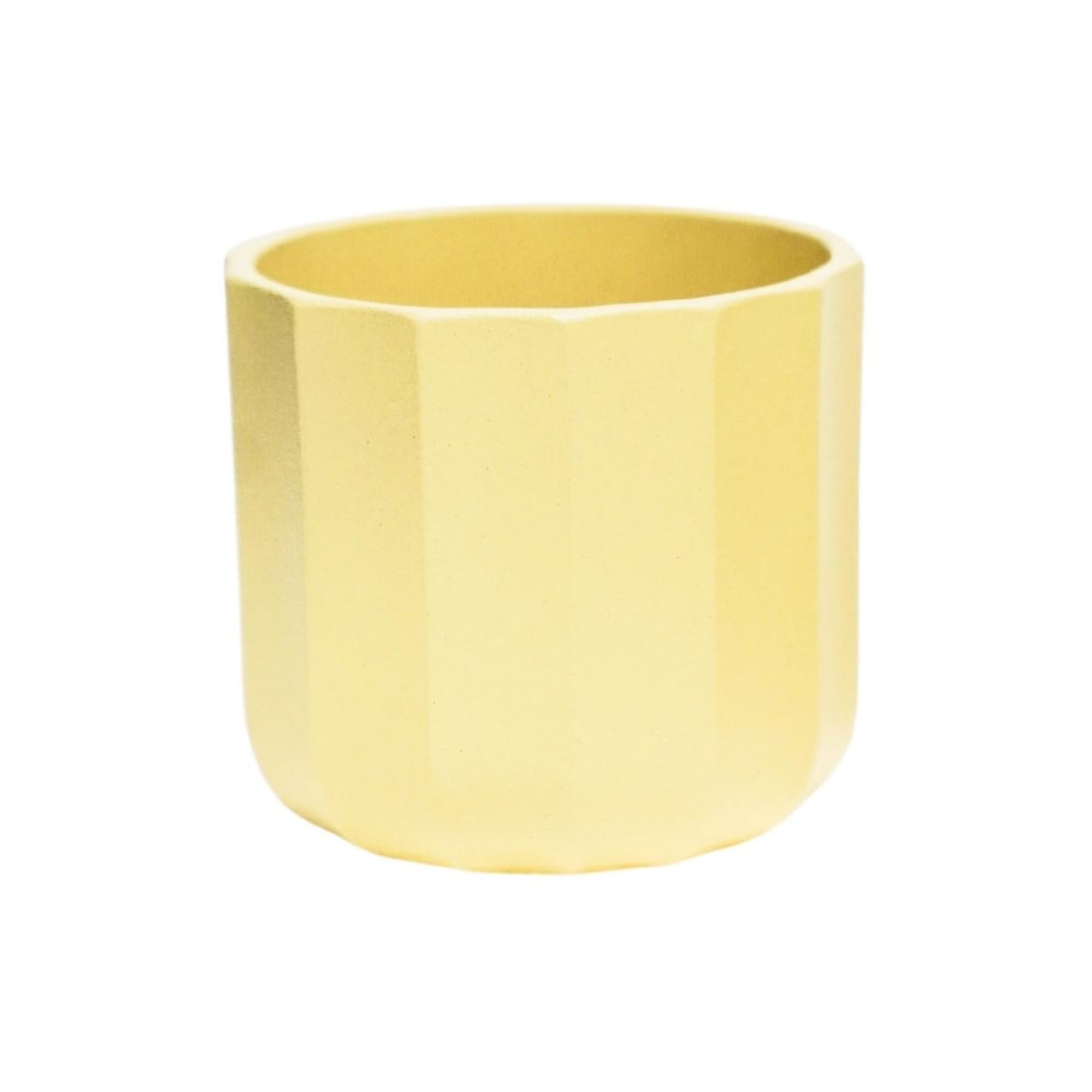 Ivyline Positano Geo Planter in Lemon - Waterproof, Sturdy and Durable - Stylish Decorative Round Indoor Ceramic Flower Houseplant Pot - H15cm x D15cm