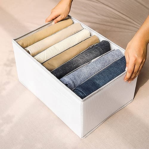FOMAILE Upgrade Clothes Drawer Organizer, Foldable Jeans Storage 7 Grids Foldable Visible Closet