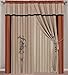Chezmoi Collection Kariya 4-Piece Embroidery Bamboo Window Curtain Set, Sheer Backing, Tassels, Valance, Rust/Light Taupe