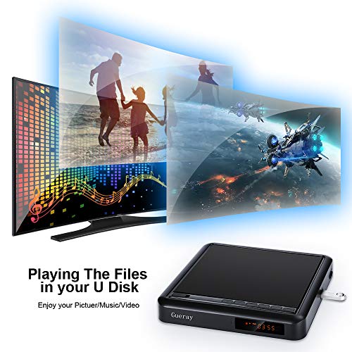 DVD Player for TV CD Player Portable Disc Player with Full HD Gueray Upscaling External HDD Playback DVD-R/RW CD-R/RW USB Port Remote Control DivX AV Audio