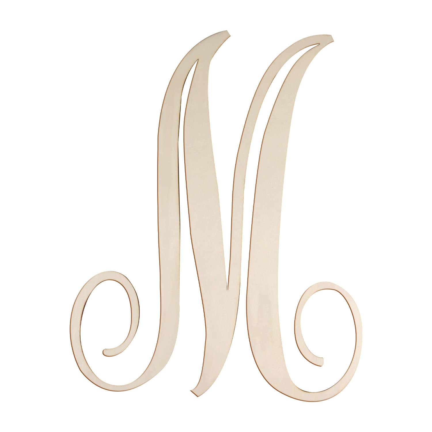 Cursive Wooden Letters for Wall Decor 14 Inch Large Wooden Letters Unfinished Monogram Wood Letter Crafts Alphabet Sign Cutouts for DIY Painting Door Hanger (M)