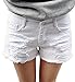 chouyatou Women's Perfectly Fit 5-Pockets Ripped Denim Jean Shorts (M-US 10, White)