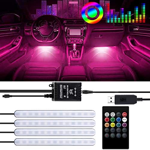Car LED Strip Light, 4pcs 48LED DC 12V LED Car Interior