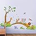 Jungle Animal Across the Bridge Removable Cartoon Wall Sticker Wall Decal Wall Decor Wallpaper for Kids Children Room