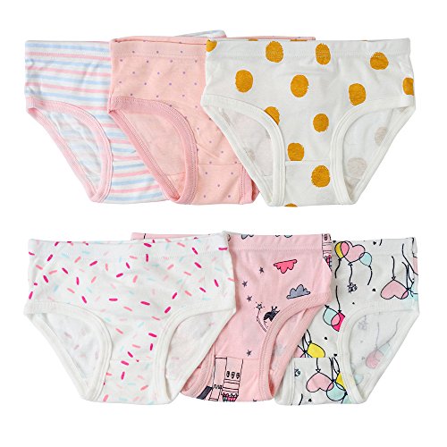 Aschic Toddller Girl's Underwear Baby Soft Cotton Panties Little Kids 6 Pack Assorted Briefs
