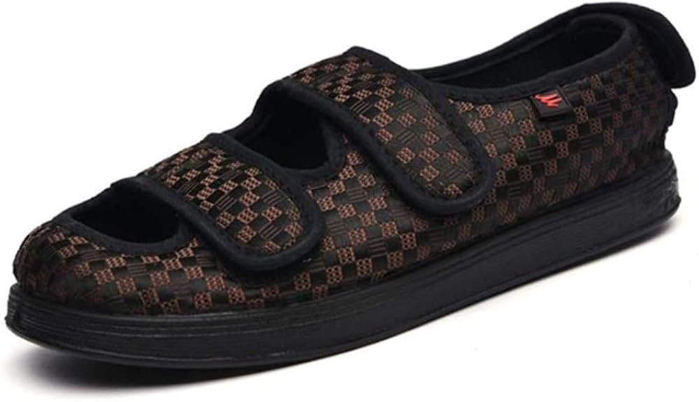 Hsyooes – Chaussons Orthopédiques Réglables Scratch | Pour Pieds Sensibles, Diabète, œdème | Semelle Antidérapante Caoutchouc | Tige Extensible Respirante