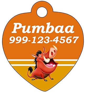 Udesignusa Disney Lion King Pumbaa Pet Id Tag For Dogs Cats Personalized Wname Number - 