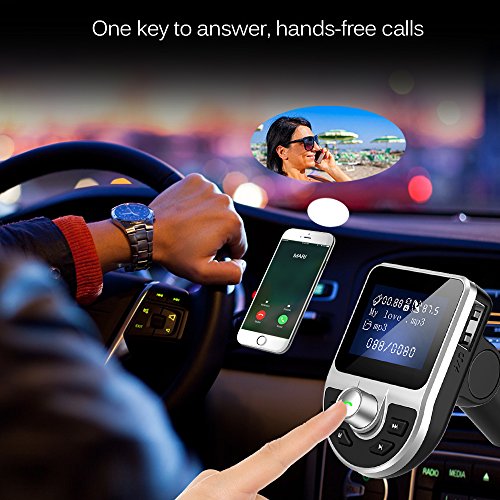 AOZBZ 2018 Bluetooth 4.1 FM Transmitter Car Kit, 3.1A USB Charger 1.44 Inch Display MP3 Player Support [TF Card] [U Disk] [AUX IN Out] [EQ Setting] [Hand Free Call] Rotatable Car Bluetooth Adapter - Thumbnail 6