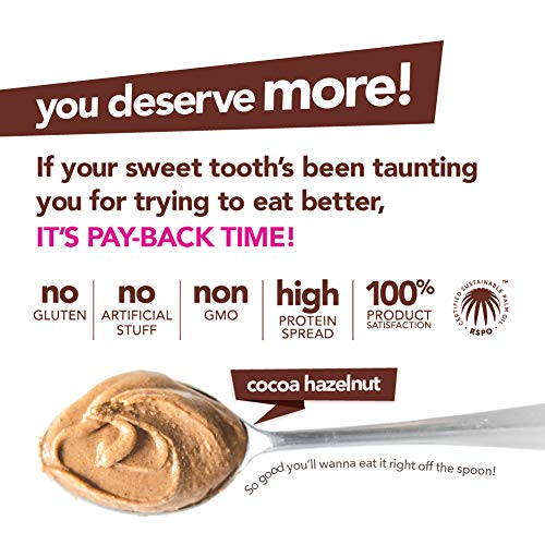 Nuts 'N More Cocoa Hazelnut Butter Spread, All Natural High Protein Nut Butter Healthy Snack, Omega 3's, Antioxidants, Low Carb, Low Sugar, Gluten-Free, Non-GMO, no preservatives,16 oz Jar