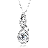 AnuClub Moissanite Pendant Infinity Necklace D Color VVS1 925 Sterling Silver Black Cross/Bone Necklace for Women Wife Her with Certificate, 40+2+3cm Extended Chain