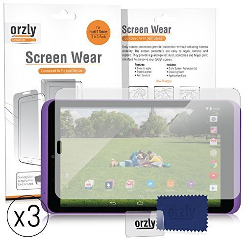 TESCO HUDL 2 Screen Protectors - TRIPLE PACK of Transparent Screen Guards - 3-in-1 Screen Protector Multi-Pack from ORZLY designed exclusively for Tesco Hudl2 Tablet (Tesco's new 8.3 inch Tablet - Released in 2014)