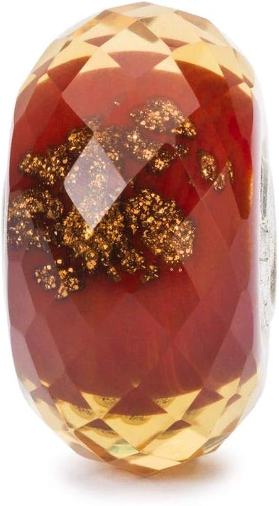 Trollbeads Glass Bead Red Twinkle, Copper