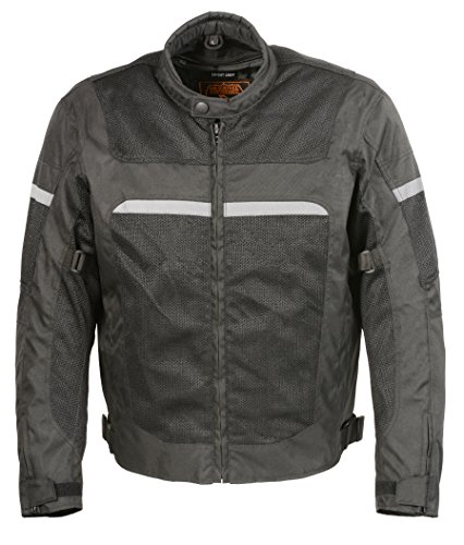 Milaukee Performance-Men's Nylon/ Mesh Combo Moto Jacket w/ Armor-BLACK-3X