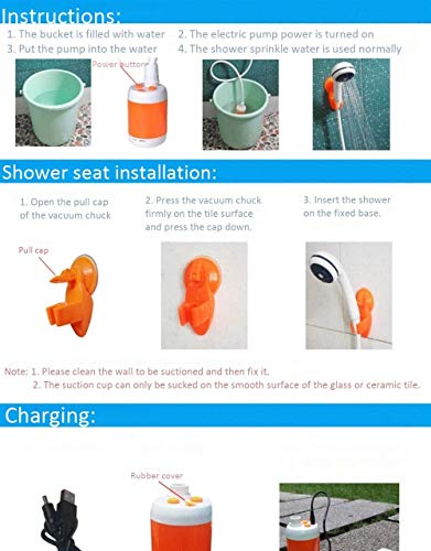 Iron Hammer Portable Shower Camp Shower Rechargeable Shower high Capacity 4800mAh Camping Shower pet Shower Model:ES01