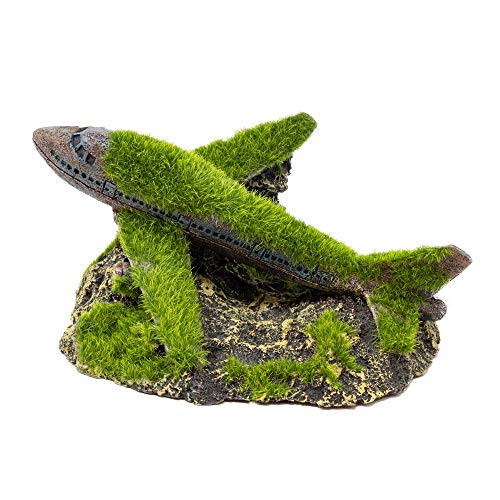 Moss Covered Airplane Wreck Aquarium Fish Tank Ornament