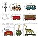 decalmile Animal Train Wall Decals Dinosaur Elephant Giraffe Wall Stickers Removable Kids Room Wall Decor for Baby Nursery Childrens Bedroom Playroom