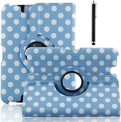 Bestgoods(TM) 360 Degrees Rotating Swivel Stand Smart Cover White Dots Protective Cover Case Shell for 2012 Kindle Fire HD 7 Inch Tablet + Stylus - Light Blue
