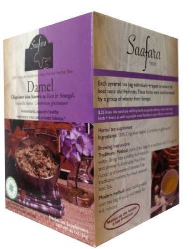 Saafara Herbal Teas, Damel, 15 Biodegradable Pyramid Tea Bags, Raat Leaves