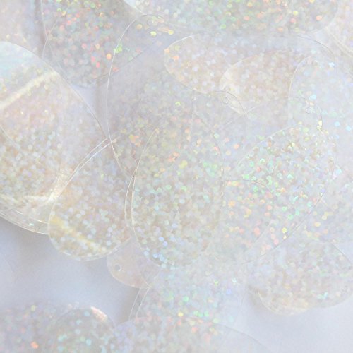Crystal Glitter Hologram Sequin Oval 1.5 inch Reflective Couture Paillettes. Made in USA. Loose sequins for embroidery, bridal, applique, arts, crafts, and embellishment.