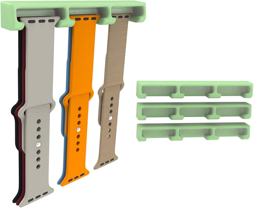 YODAR 4 Pcs Watch Band Organizer Display Rack for Apple Watch, Smartwatch Band Straps Holder for Storage, Wall mount, fluorescent (Yellow-green, 12 slot, Holds 36 Watch Bands)