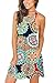 WNEEDU Women's Sleeveless Loose Plain Dresses Casual Short Dress with Pockets (L, Round Floral Red)