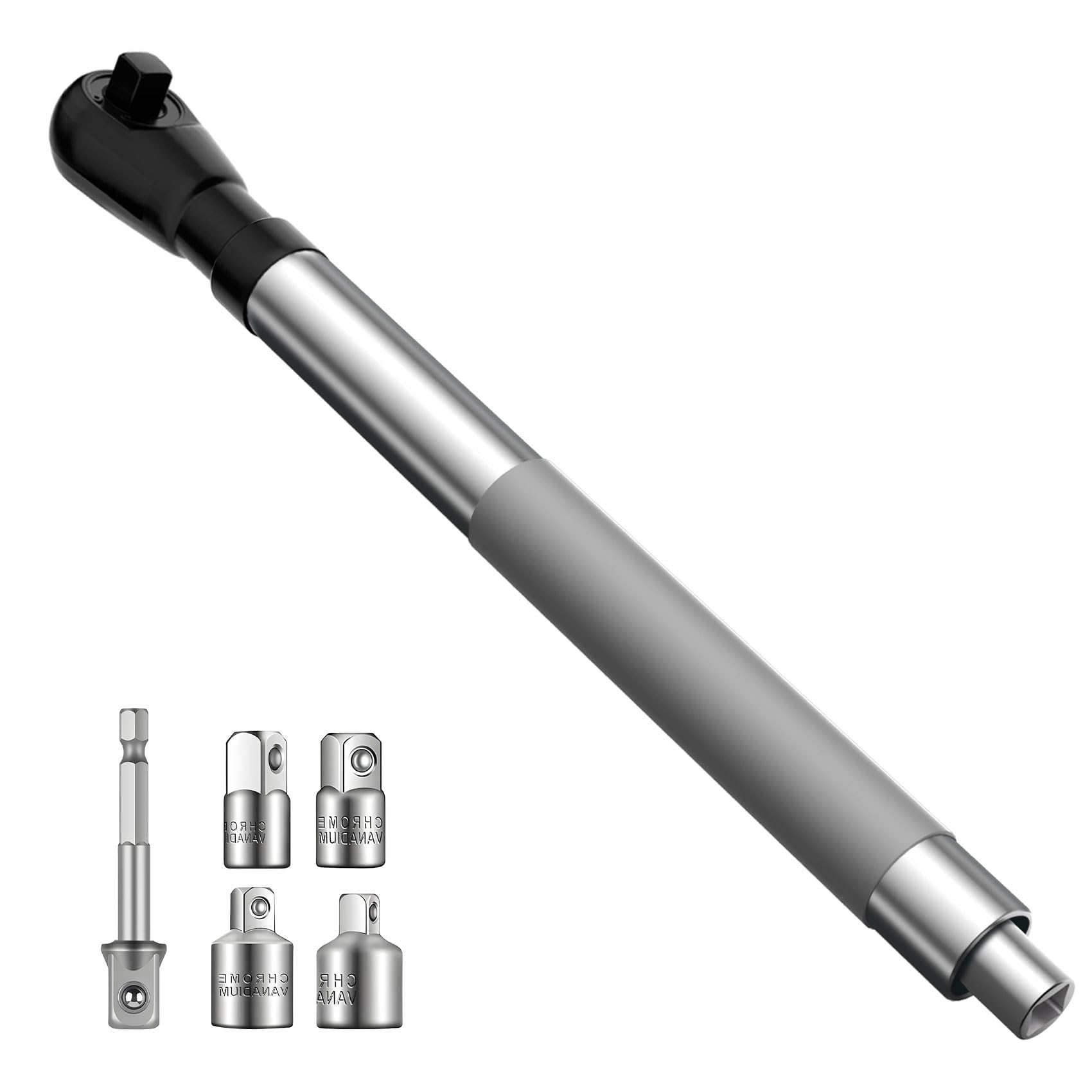 Photo 1 of JTZWN 1/2" Offset Extension Wrench, Impact Ratchet Extender for Electric Drill, with 3/8", 1/4" Adapters for Tight Spaces