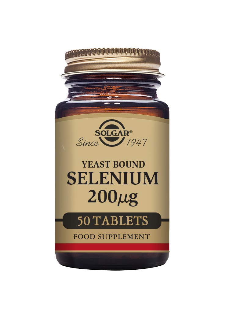 Solgar Yeast Bound Selenium 200 µg Tablets - Pack of 50 - Immunity Support - Maintain Normal Thyroid Function and Healthy Hair and Nails - Vegan and Kosher