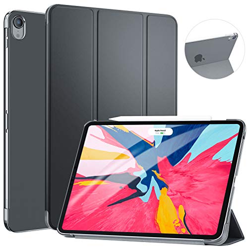 Ztotop Case for iPad Pro 11" 2018 - Slim Lightweight Trifold Stand Smart Shell with Auto Wake/Sleep + Rugged Translucent Back Cover Support iPad Pencil Charging for iPad Pro 11, Dark Gray