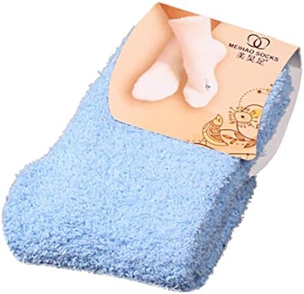 sweetnice Women Girls Soft Bed Floor Socks Fluffy Warm Winter Pure Color Opaque Ankle Socks (Blue)