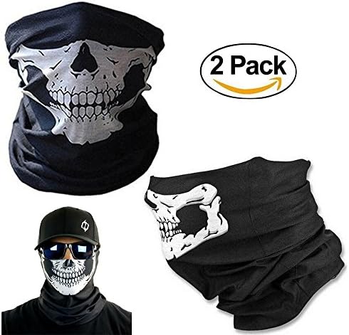Motorcycle Face Mask,Skull Bandana Mask,Dust-proof Windproof Motorcycle Bicycle Bike Face Mask for Cycling, Hiking, Camping, Climbing, Fishing, Hunting, Motorcycling,Camping 2 Pack
