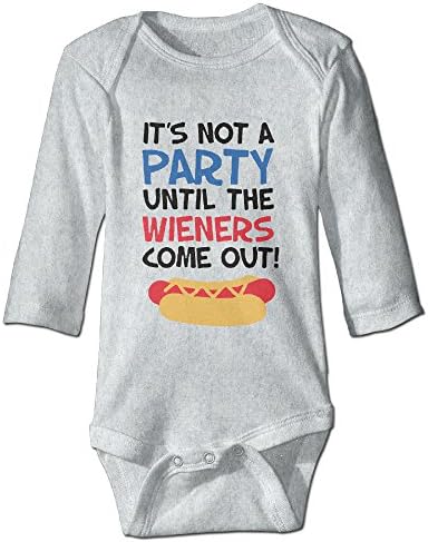 YOG MILK It's Not A Party Until The Wieners Come Out Infant Baby's Romper Long Sleeve Jumpsuit Climb Clothes