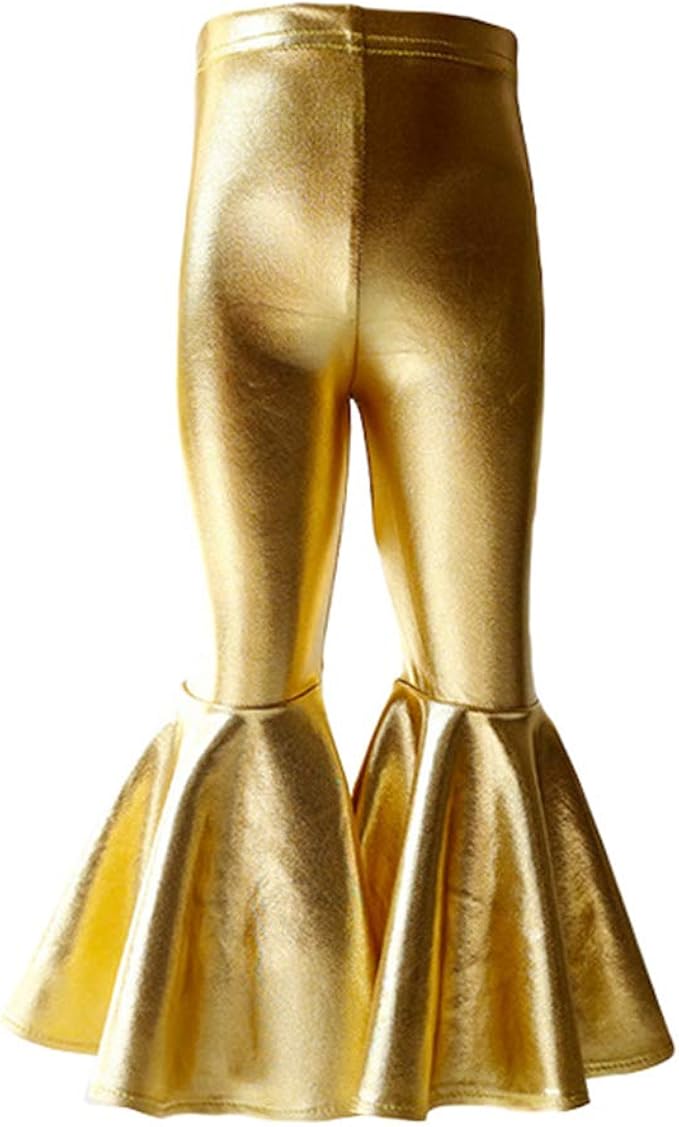gold flared trousers