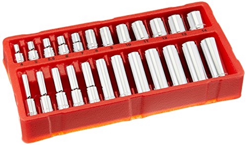 GreatNeck 18622 Metric Socket Set, 1/4 Inch Drive, 24-Piece