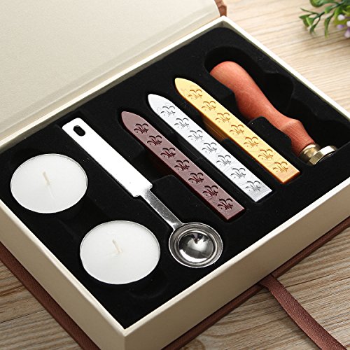 Seal Wax Kit,PUQU Vintage Initial Letters A-Z Alphabet Wax Badge Seal Stamp Kit Wax Set Tool Gift(K)