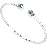 LUSTRE AND LIGHT Natural Rough Labradorite 2 Stone Adjustable Twister Bangle Bracelet for Women in Sterling Silver, November Birthstone Jewelry Gifts for Her Birthday, Anniversary, Graduation