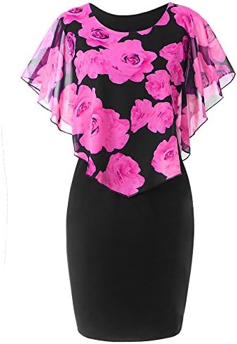 Women's Plus Size Lace Patchwork Half Sleeve Midi Dress Elegant Mother of Bride Party Dresses Knee Length Dress