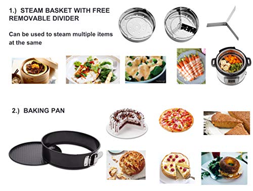 Premium Instant Pot Accessories Set – 7 Pieces Value Pack – Fits 5, 6, 8 QT InstantPot. Steamer Basket, Springform Pan, Egg Rack, Silicone Egg Bites Mold, Bowl Clip, Tong and Silicone Gloves