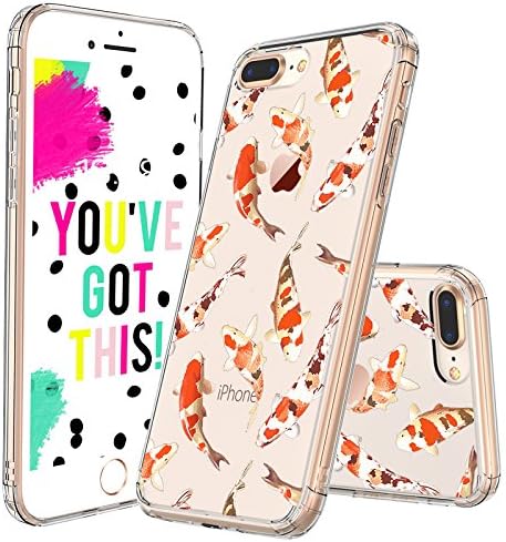 MOSNOVO iPhone 8 Plus Case, iPhone 7 Plus Case, Fashion Koi Fish Printed Clear Design Transparent Plastic Hard Back Case with TPU Bumper Protective Case Cover for iPhone 7 Plus/iPhone 8 Plus