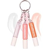 MCoBeauty Lip Gloss Trio - Keychain Lip Gloss Set of 3 Mini Glosses | 3 High Shine Shades Clip Onto Your Keys, Hydrating Non Sticky Formula, Smooth Doe Foot Glide For Easy Touch Ups